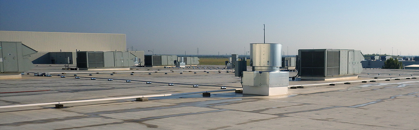 Top of a building showing commerical HVAC