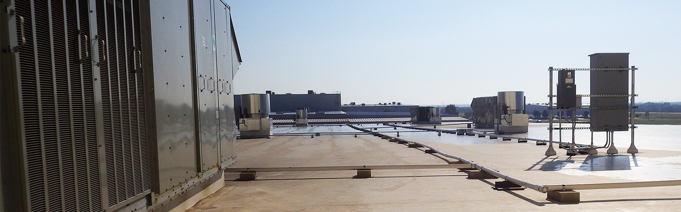 Top of a building showing commerical HVAC